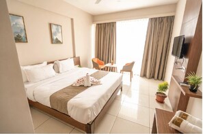 1 bedroom, desk, laptop workspace, iron/ironing board