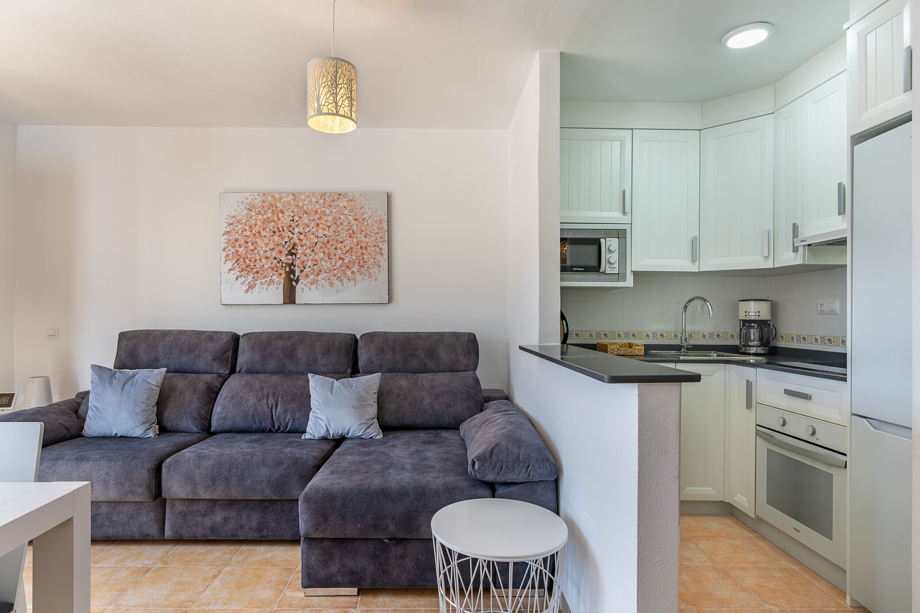 Una televisión, una chimenea