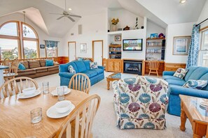 Smart TV, stereo - Semi-Oceanfront Home with Private Pool, Hot Tub, Game Room, Nearby Beach Access (Avon)