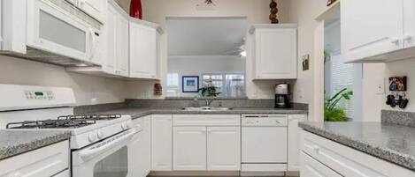 Fridge, microwave, oven, dishwasher