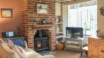 TV, fireplace
