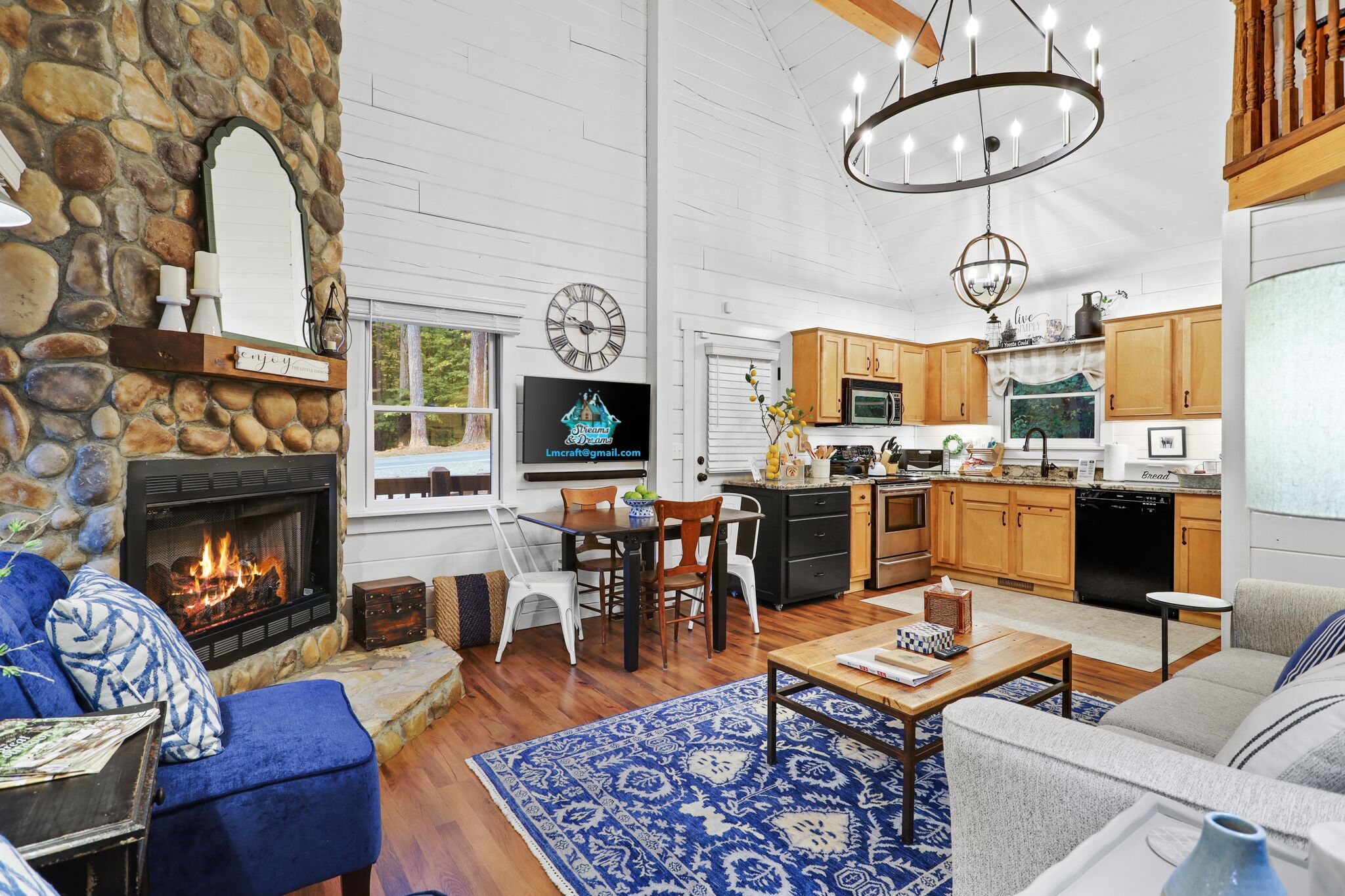 Smart TV, fireplace, table football, ping pong