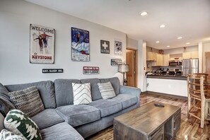 TV, fireplace - Premier Silver Mill 8281-2Br-Walk to Slopes! Kids Ski Free! by RedAwning (Keystone)