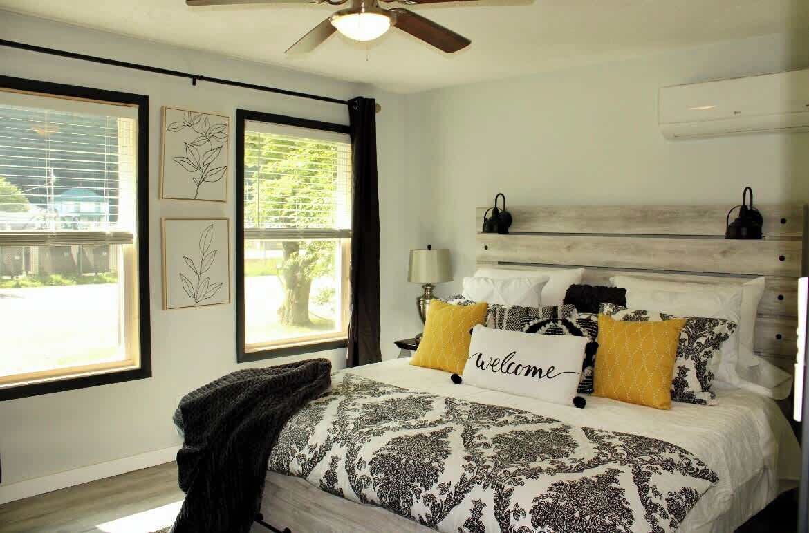 1 bedroom, desk, iron/ironing board, travel crib