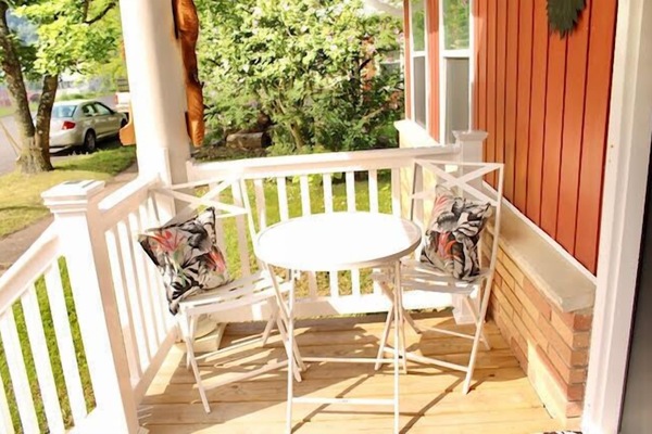 Sip your morning hot beverage on the front porch as you watch the world go by.