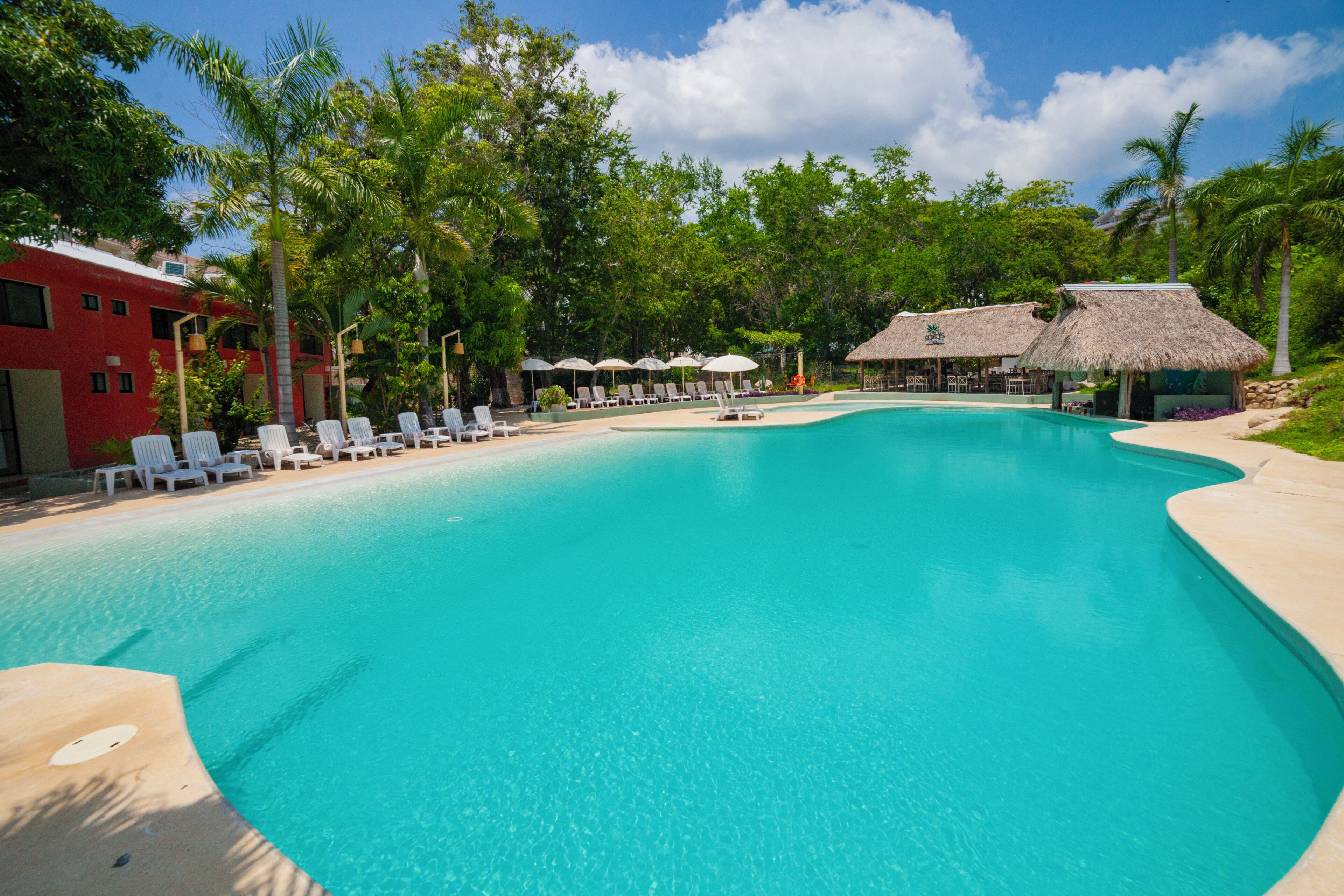 2 piscinas al aire libre, sombrillas, sillones reclinables de piscina