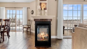 Smart TV, fireplace, DVD player