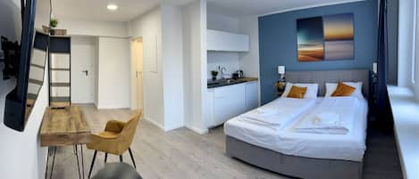 Classic Studio | Individually decorated, individually furnished, desk, laptop workspace