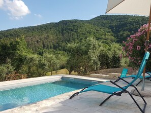 Outdoor pool - Charming rustic country house in northern Umbria with exclusive use of pool (Umbria)