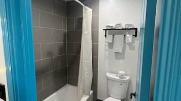 Premium Room, 2 Queen Beds | Bathroom | Bathtub, deep soaking tub, hair dryer, towels