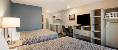 Individually decorated, individually furnished, desk, laptop workspace