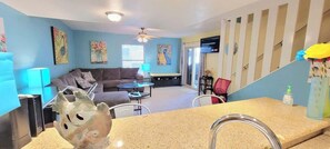 Condo, Multiple Beds, Kitchen, Pool View | Living area | TV - Habitat #23 (South Padre Island)