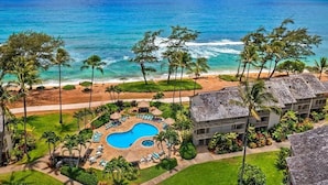 A resort with a pool, beach, and ocean view. - Islander on the Beach ONE-BEDROOM unit #308, Top floor, incredible Ocean Views (Kapaʻa)