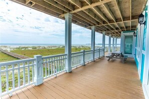 Outdoor dining - Hobbs Realty - “Benvenuto” | Luxury 8BR Oceanfront Home w/ Private Pool & Elevator (Holden Beach)