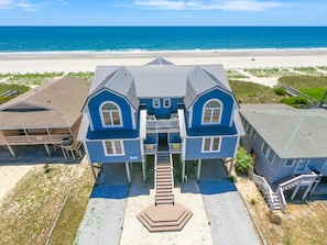 Exterior - Hobbs Realty - “Cat's Meow” | Lovely 6BR Oceanfront Duplex w/ Private Pool (Holden Beach)