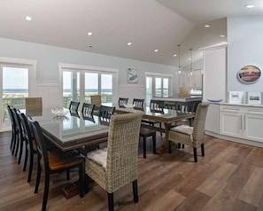 Dining - Hobbs Realty - "Coast is Clear," an oceanfront home with a heatable pool, hot tub, and elevator. (Holden Beach)
