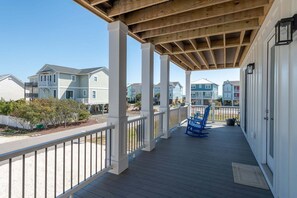Terrace/patio - Hobbs Realty - “Holden 5” | Elegant Stay w/ Elevator, Private Heatable Pool & Panoramic Views (Holden Beach)
