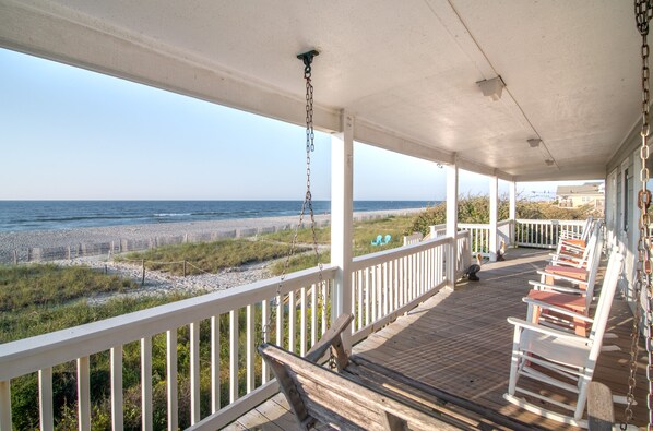 Property grounds - Hobbs Realty - "Kingry Hideaway" - a lovely 4-bedroom oceanfront home just steps from the ocean (Holden Beach)