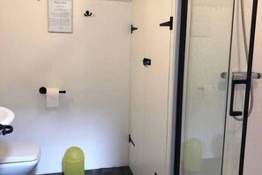 Ducha, secador de pelo y toallas