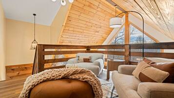 Smart TV, fireplace, video games, foosball