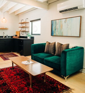 Signature Suite, 1 Queen Bed, Non Smoking | Living area | 50-inch Smart TV with digital channels, TV, Hulu - Stellar Suites (Louisville)