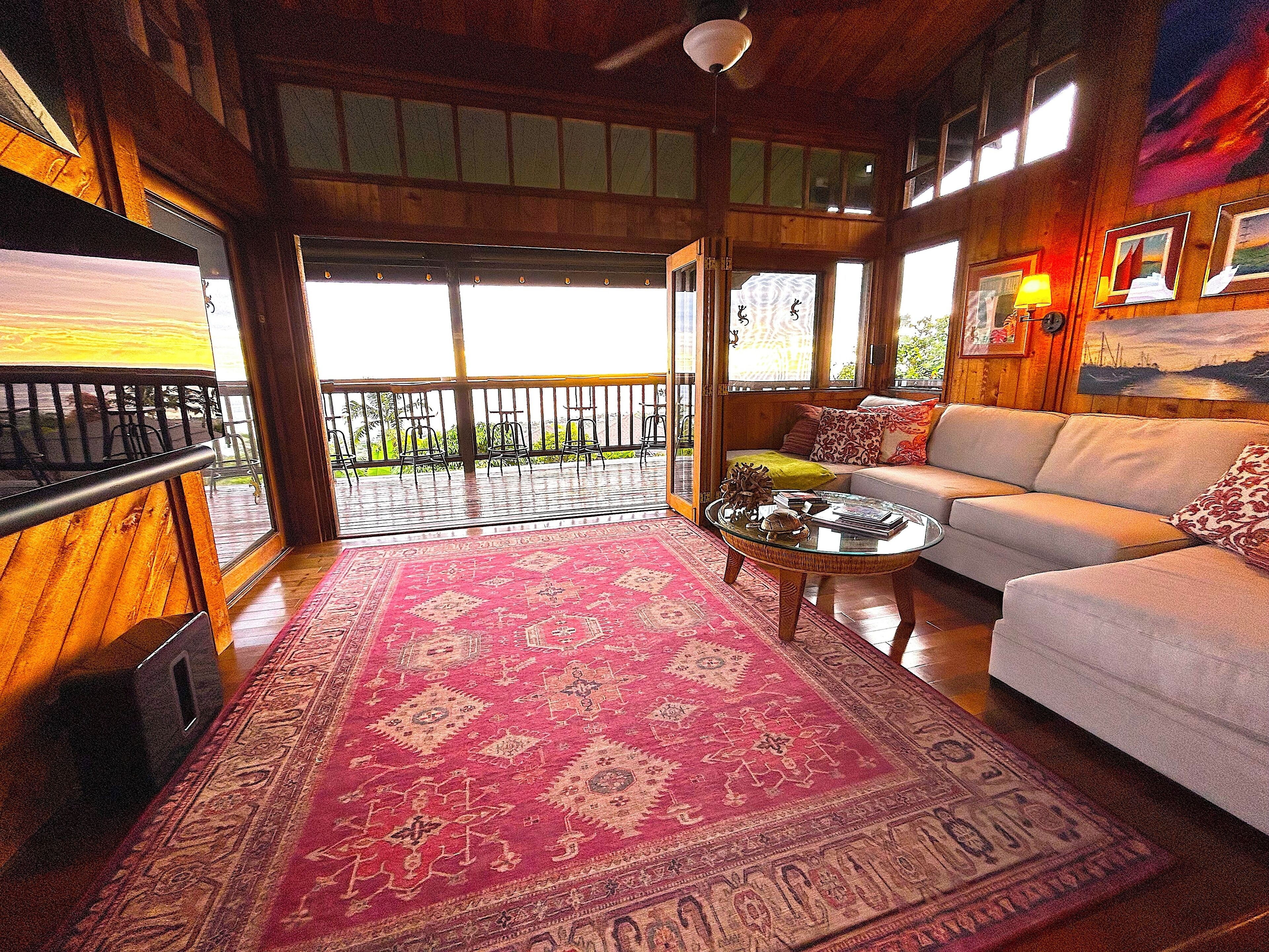 Smart TV, books, music library, stereo