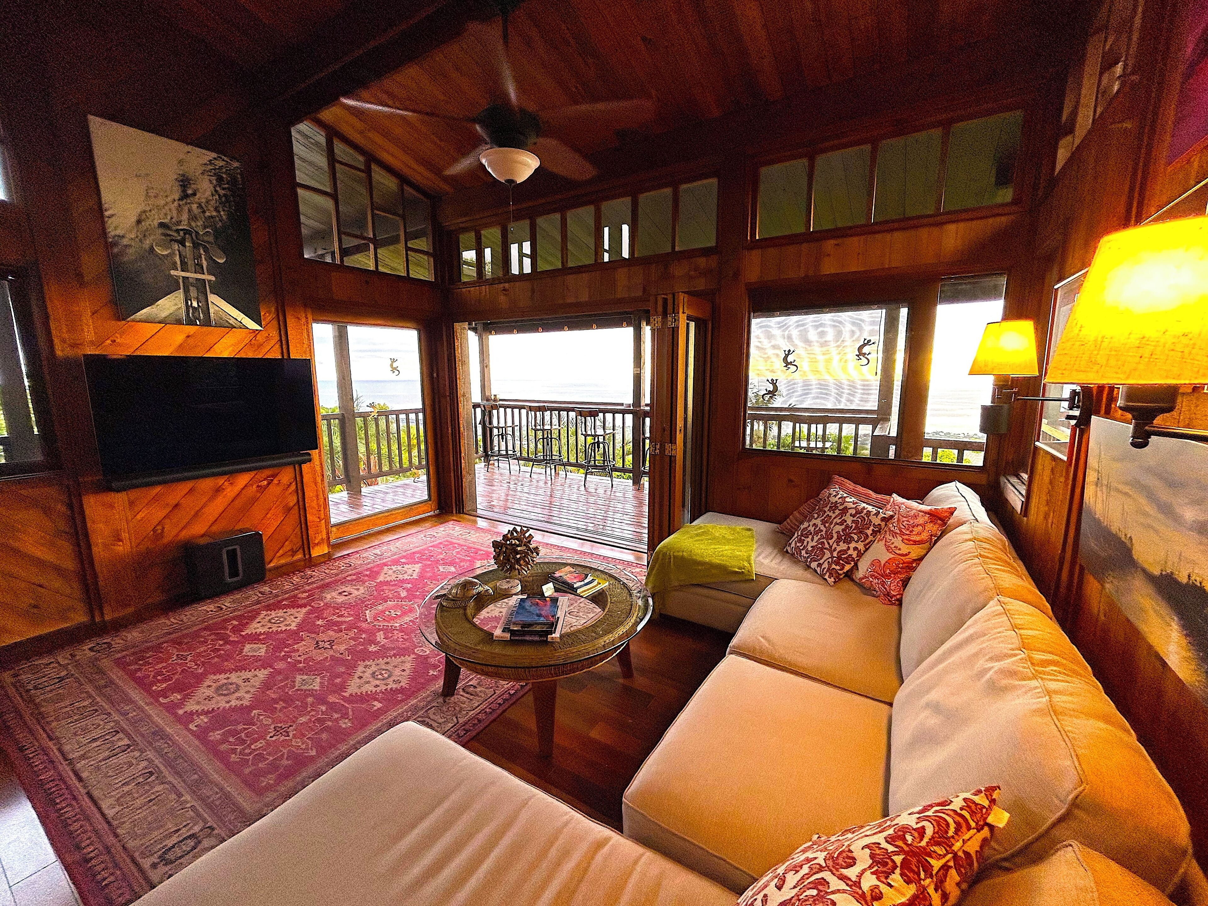 Smart TV, books, music library, stereo