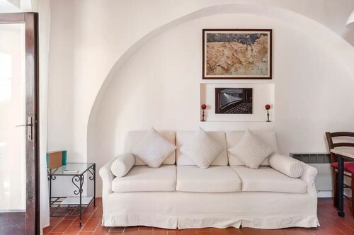 Garden Apartment with Sea view -- hilltop Medieval village, 10' from the Beach.