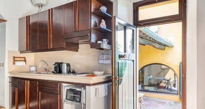 Garden Apartment with Sea view -- hilltop Medieval village, 10' from the Beach.