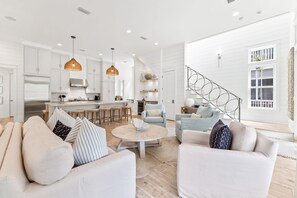 Living area - 'sapphire Sunset" 6br/6.5bth + 6 Seater Golf Cart In The Lake District Of Watercolor 6 Bedroom Home by RedAwning (Santa Rosa Beach)