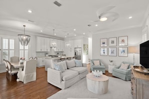 House, 3 Bedrooms | Living area - Luxurious "carefree Cottage" In Seacrest Beach Walk To The Beach, Steps To The Pool & Tram 3 Br 3 Bedroom Home by RedAwning (Panama City Beach)