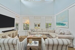 House, 4 Bedrooms | Living area - Golf Cart Screened-in Porch & Grill Station Close To Camp Watercolor 4 Bedroom Home by RedAwning (Santa Rosa Beach)