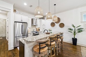 House, 4 Bedrooms | Private kitchen | Fridge, oven, coffee/tea maker, toaster - Charming 4 Br Family Beach Retreat 25 Half Moon, Watersound West Beach 4 Bedroom Home by RedAwning (Santa Rosa Beach)