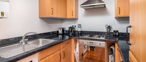 Fridge, microwave, oven, toaster