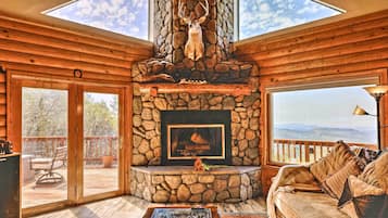 Smart TV, fireplace, video games, DVD player