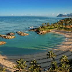 On the beach, sun loungers, beach towels