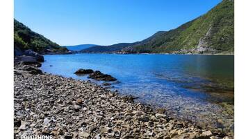 Plage, chaises longues, serviettes de plage