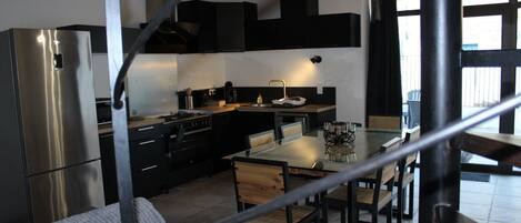 Fridge, microwave, oven, dishwasher