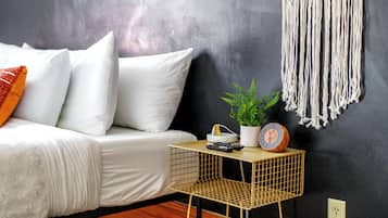 Egyptian cotton sheets, premium bedding, memory-foam beds, free minibar