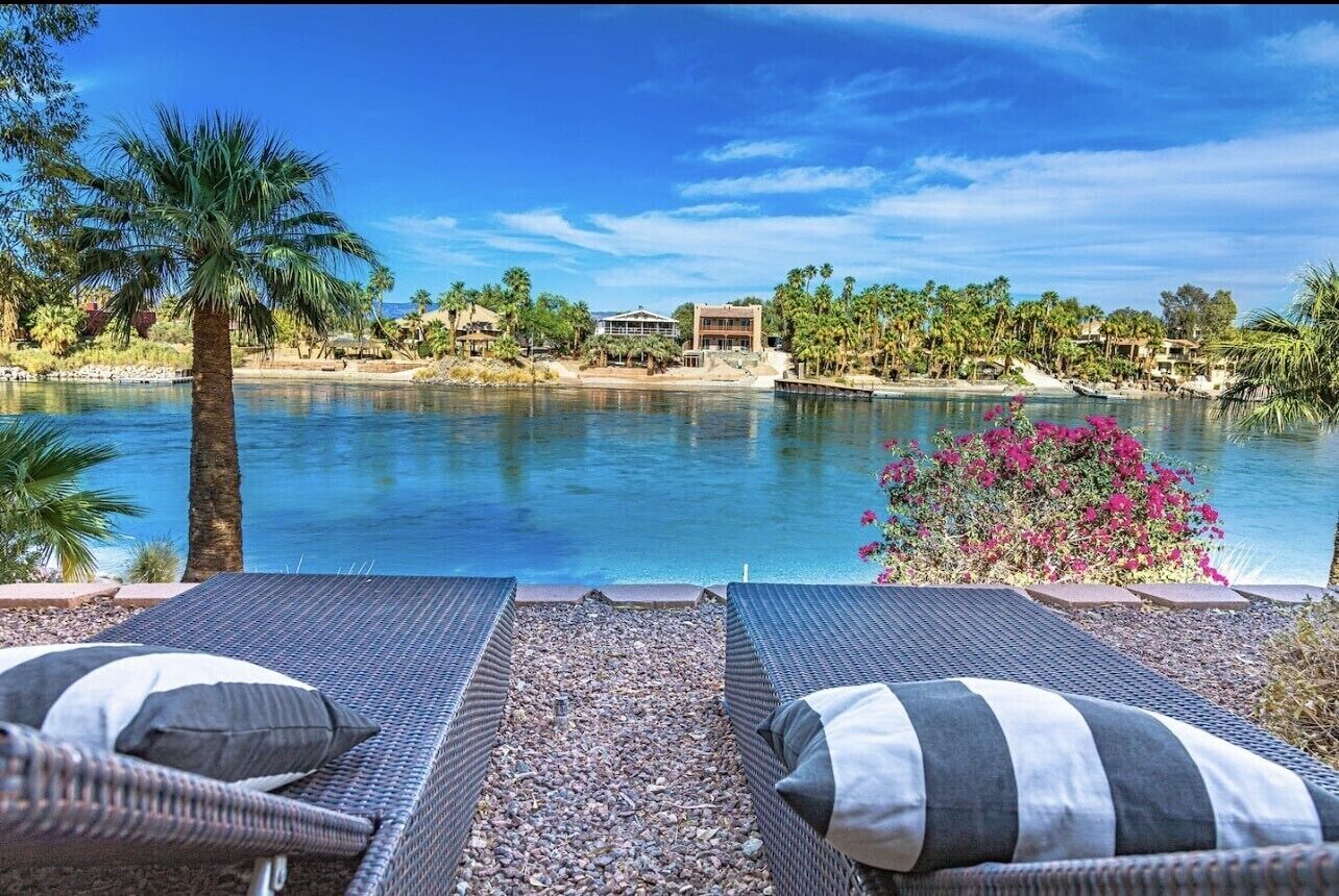 Beautiful waterfront beach with sand on the river.