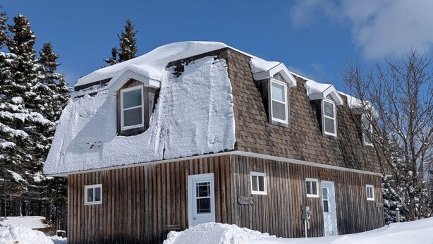 A wooden cabin with a sloped roof, multiple windows, and a door. - The Loft at Spruce Lane (Ingonish)