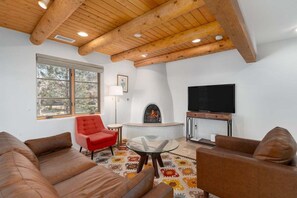 Televisión y chimenea