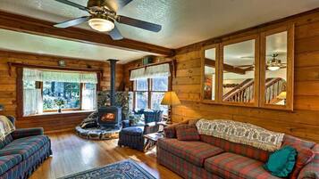 TV, DVD player, books, video library