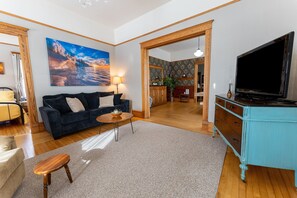 TV, DVD player, books, video library