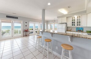 Dining tables - Hobbs Realty - Enjoy "Miss B Haven", a pet-friendly oceanfront home w/ private pool (Holden Beach)