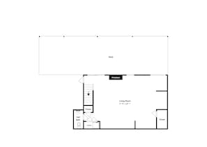 A floor plan with a deck, fireplace, living room, half bath, closet, and laundry area. - Knockin on Heaven's Door by Jackson Mountain Rentals (Sevierville)