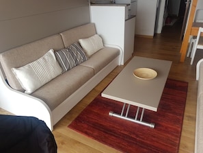 Living area - Large 4-person studio with balcony at the foot of the slopes (Huez)