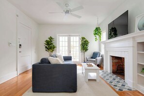 TV, fireplace, offices