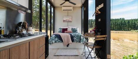 Fridge, stovetop, cookware/dishes/utensils