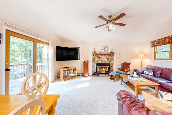 TV, fireplace